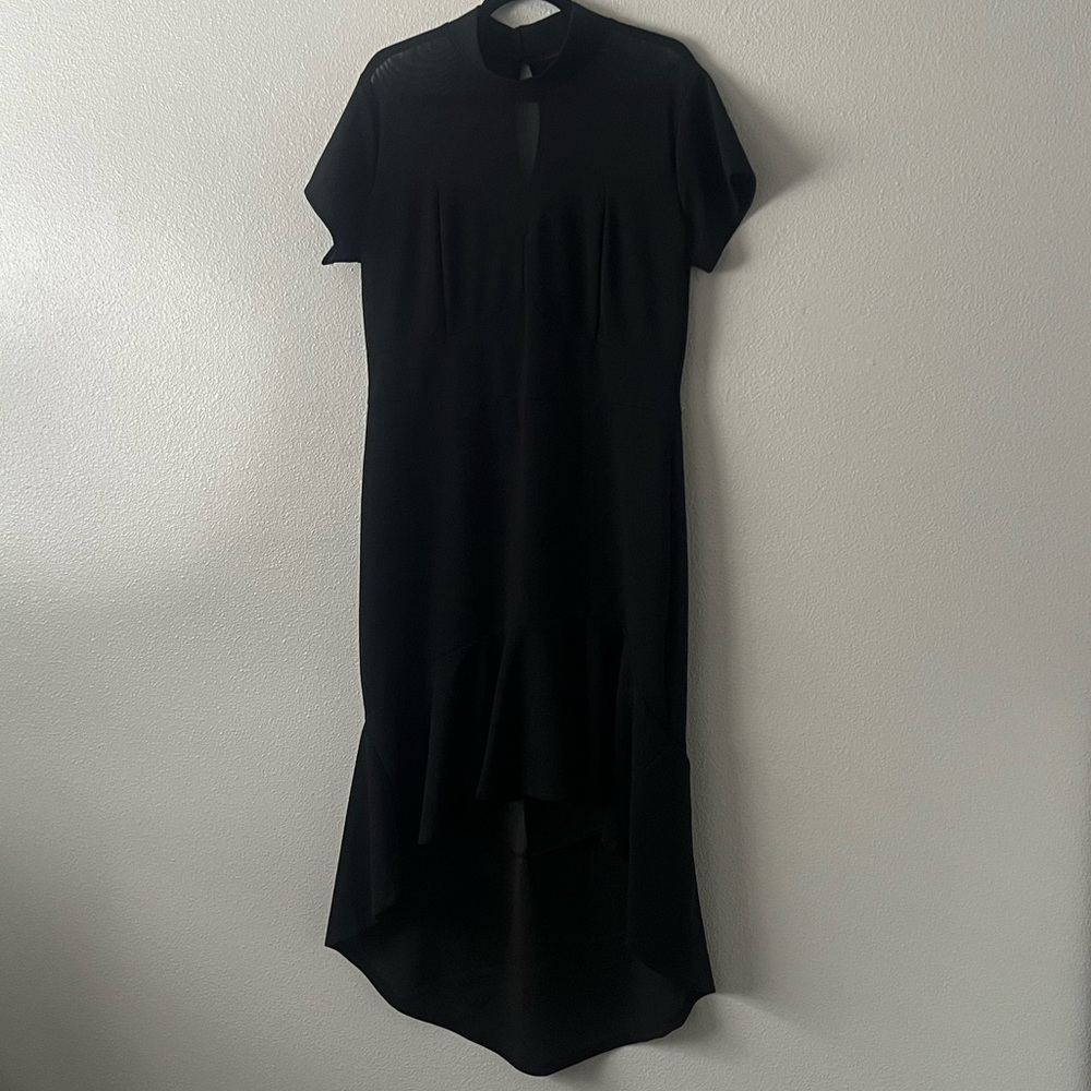NWOT Elegant Mesh Frill Ruffle Round Neck Pencil Cocktail Dress - Picture 5 of 8